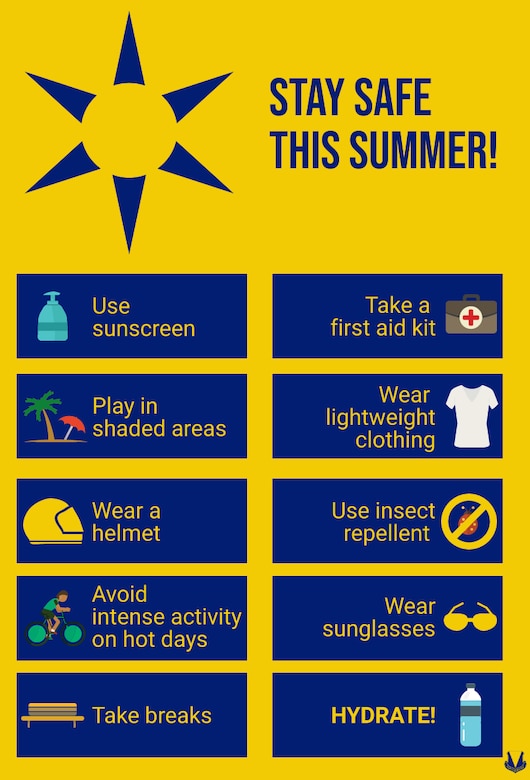 A graphic displaying summer safety tips.