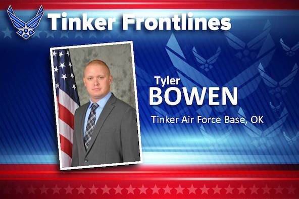 Tyler D. Bowen is a logistics management specialist in the 72nd Logistics Readiness Squadron. He served for eight-and-a-half years in the Air Force and has one year of civil service.