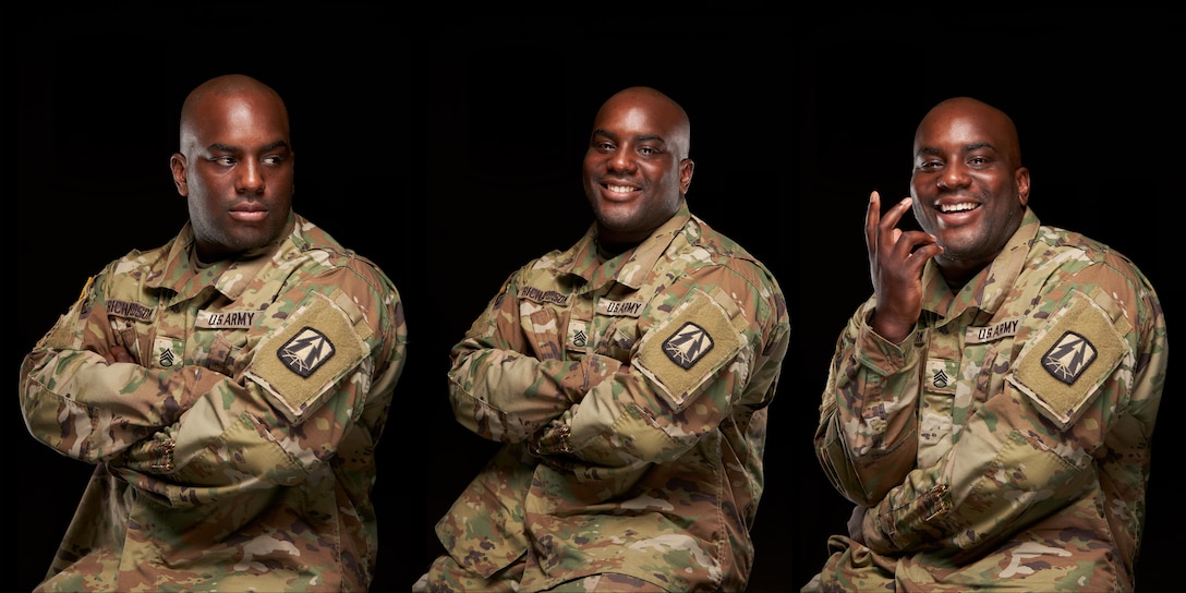 U.S. Army Sgt. James Richardson, a multimedia illustrator with the 335th Signal Command (Theater), poses for a portrait at East Point, Georgia, May 28, 2020