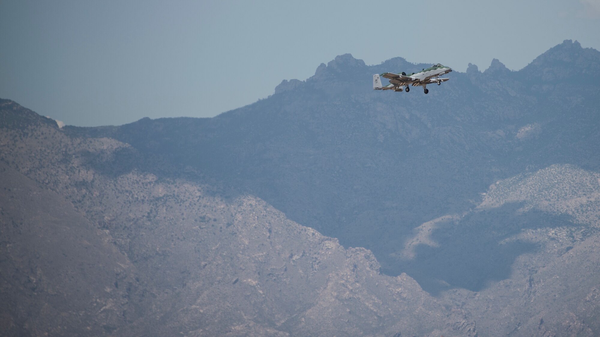 A photo of an A-10 flying