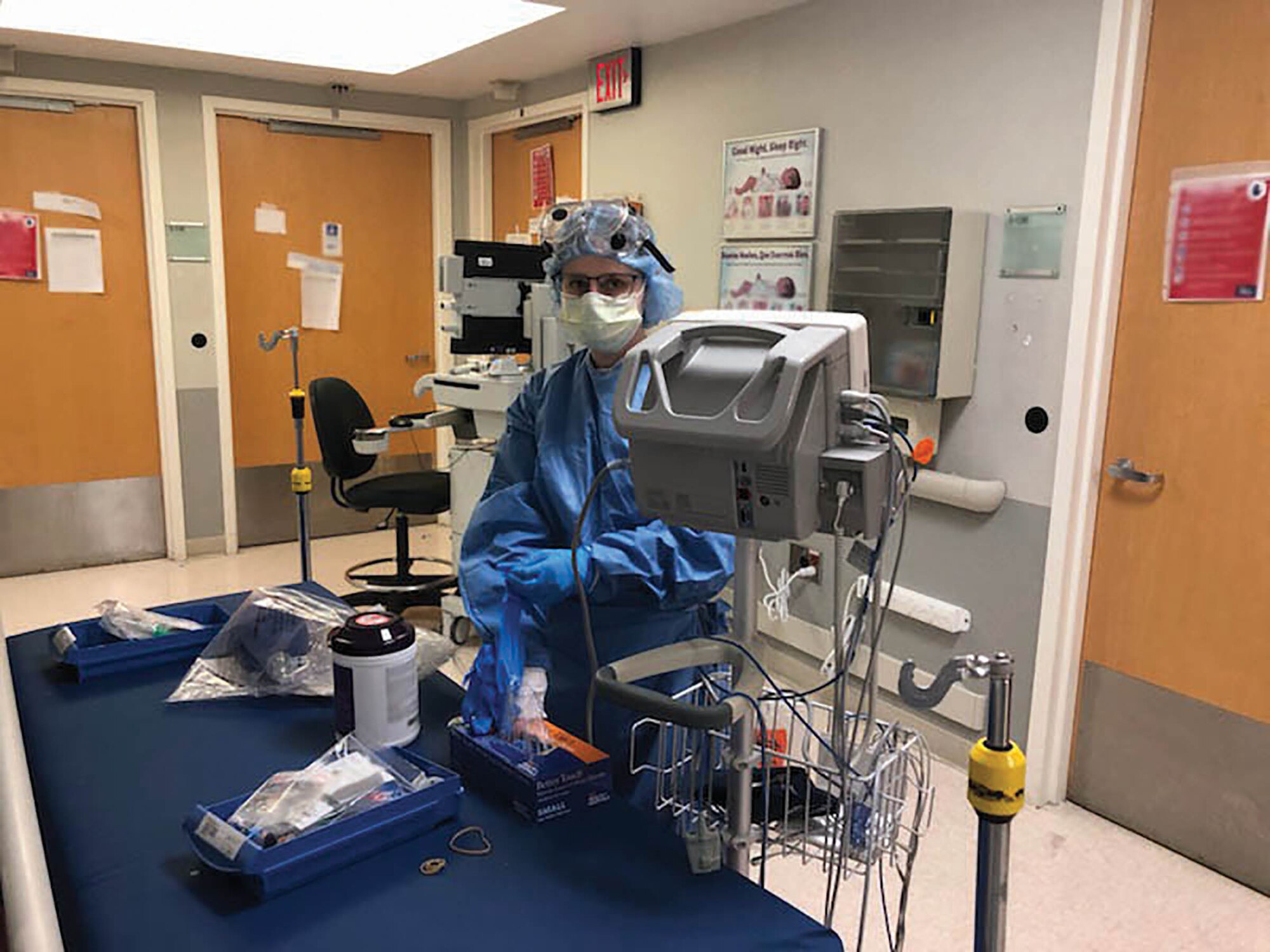 Capt. Trisha Degilormo from the 445th Aeromedical Staging Squadron performs medical duties while providing care to patients at Lincoln Hospital in The Bronx, New York, May 5, 2020. While in New York, Degilormo and several other nurses from ASTS were working in the intensive care unit, neonatal intensive care unit and the emergency department to support patients battling COVID-19. Degilormo and the other ASTS nurses deployed back home May 31, 2020.