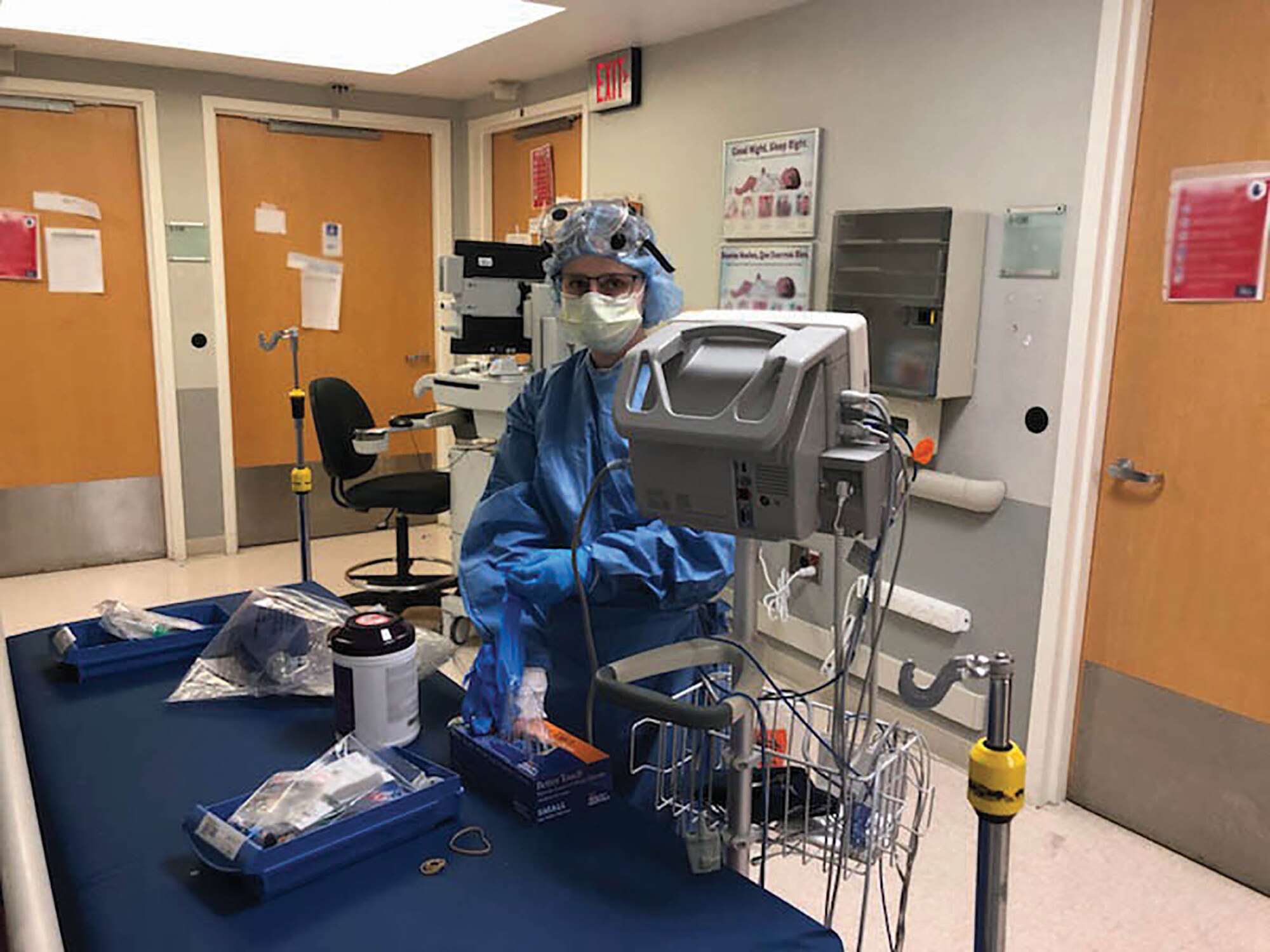 Capt. Trisha Degilormo from the 445th Aeromedical Staging Squadron performs medical duties while providing care to patients at Lincoln Hospital in The Bronx, New York, May 5, 2020. While in New York, Degilormo and several other nurses from ASTS were working in the intensive care unit, neonatal intensive care unit and the emergency department to support patients battling COVID-19.