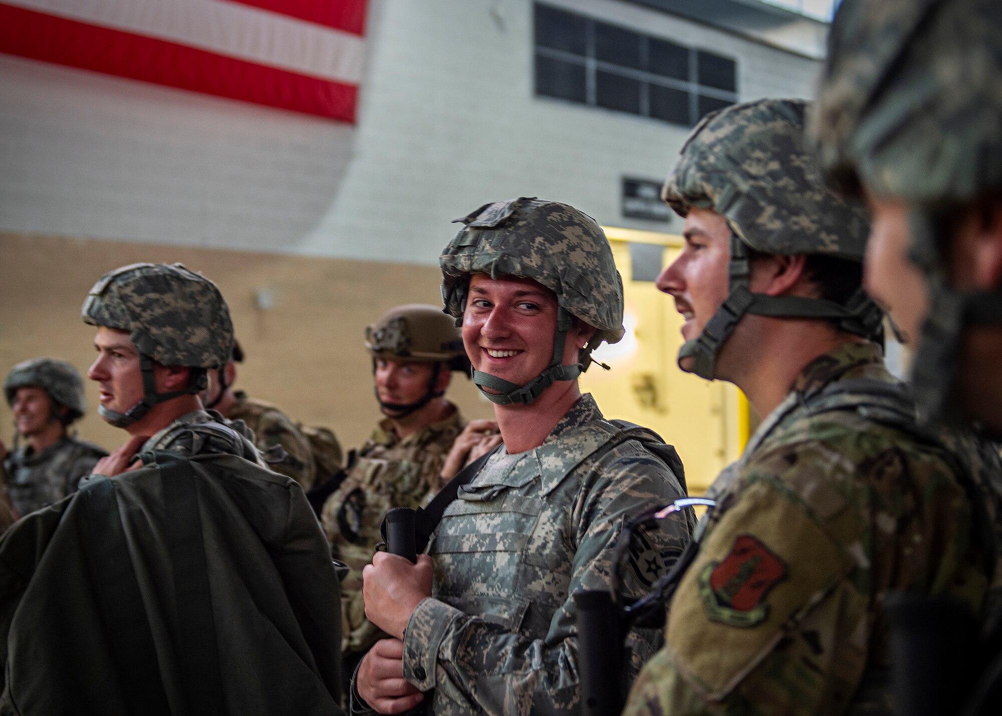 U.S. Air Force Airmen from the 133rd Airlift Wing check in at the Cedar Street armory to perform augmentee security detail in St. Paul, Minn., June 1, 2020.