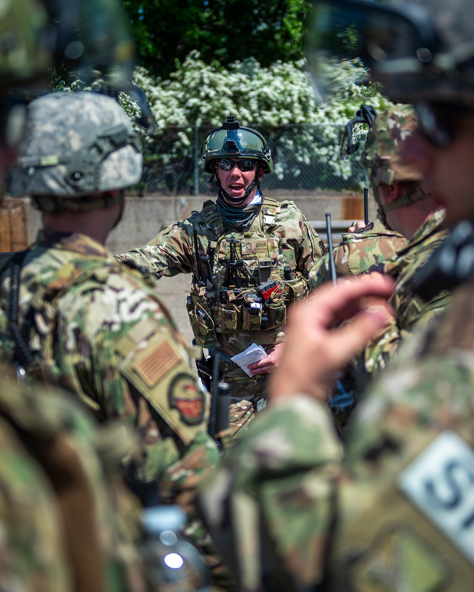 U.S. Air Force Airmen from the 133rd Airlift Wing Security Forces Squadron prepare to connect with local law enforcement to assist in their policing efforts in St. Paul, Minn., June 1, 2020.