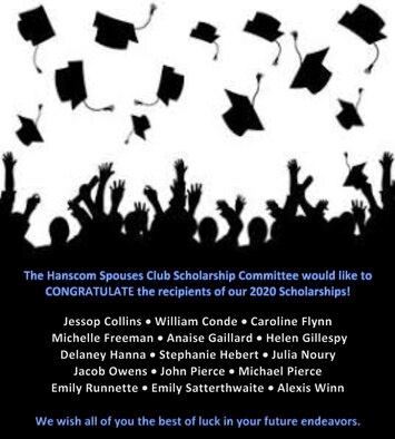 The Hanscom Spouses Club virtually awarded $40,000 in scholarships to graduating high school seniors and military spouses during the 59th annual HSC Scholarship Awards June 3. (courtesy graphic)