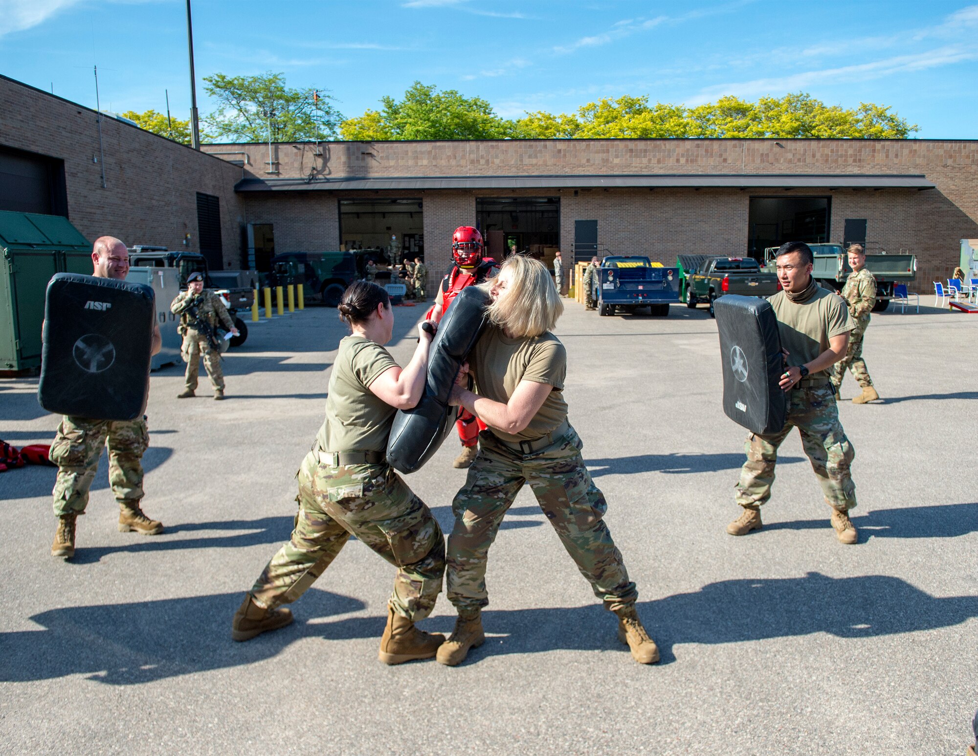 U.S. Air Force Airmen from the 133rd Airlift Wing take part in riot control training taught by the 133rd Security Forces Squadron in support of civil unrest  in St. Paul, Minn., May 31, 2020.