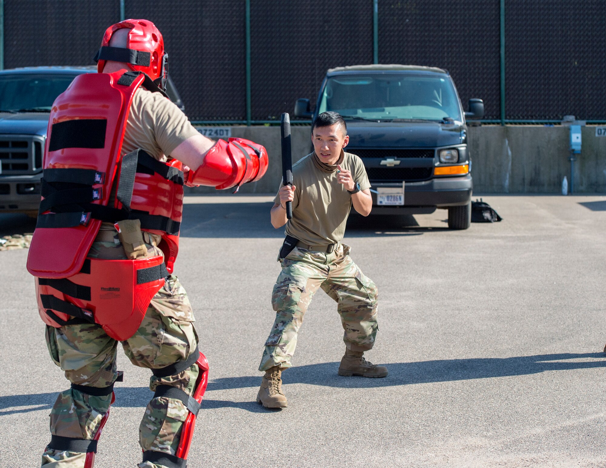 U.S. Air Force Airmen from the 133rd Airlift Wing take part in riot control training taught by the 133rd Security Forces Squadron in support of civil unrest  in St. Paul, Minn., May 31, 2020.