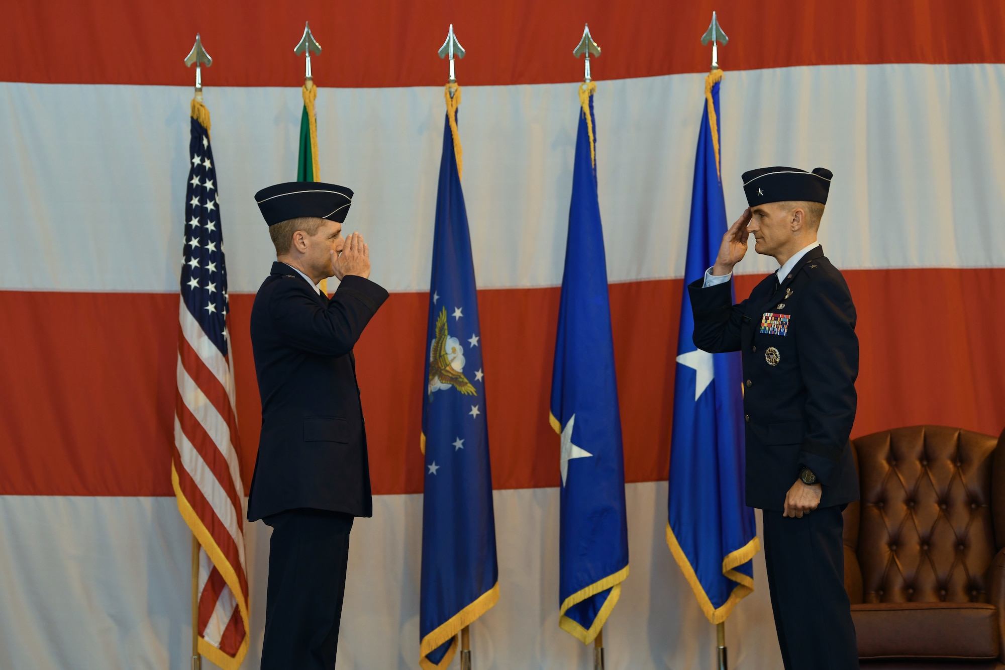 U.S. Air Force Brig. Gen. Daniel T. Lasica, relinquished command of the 31st Fighter Wing  to U.S. Air Force Brig. Gen. Jason E. Bailey, Aviano Air Base, Italy, June 5, 2020.