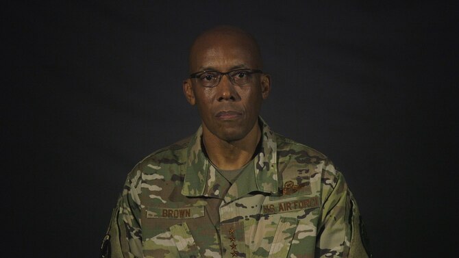 Gen. CQ Brown, Jr., Pacific Air Forces commander offers his perspective as a senior Air Force leader and African American. (U.S. Air Force photo by Tech. Sgt. Zachary Vaughn)
