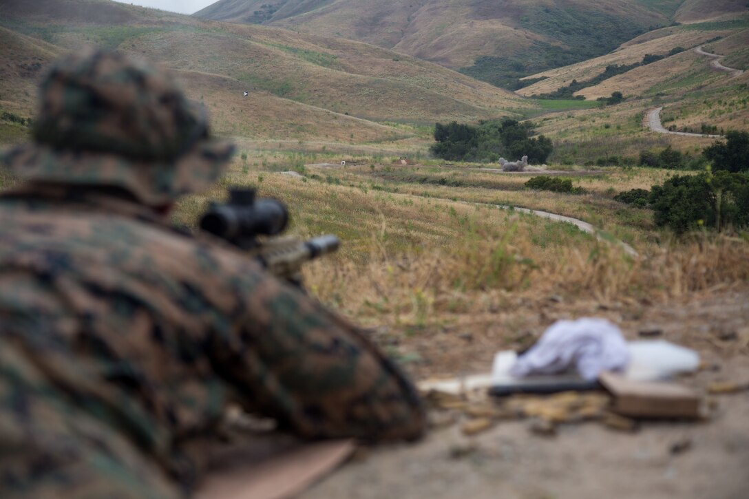 During SMUD training, Marines with Explosive Ordnance Disposal and All-Domain Reconnaissance Detachment sustained skills required to quickly and efficiently neutralize scattered ordnance from a safe distance. (U.S. Marine Corps photo by Lance Cpl. Brendan Mullin)