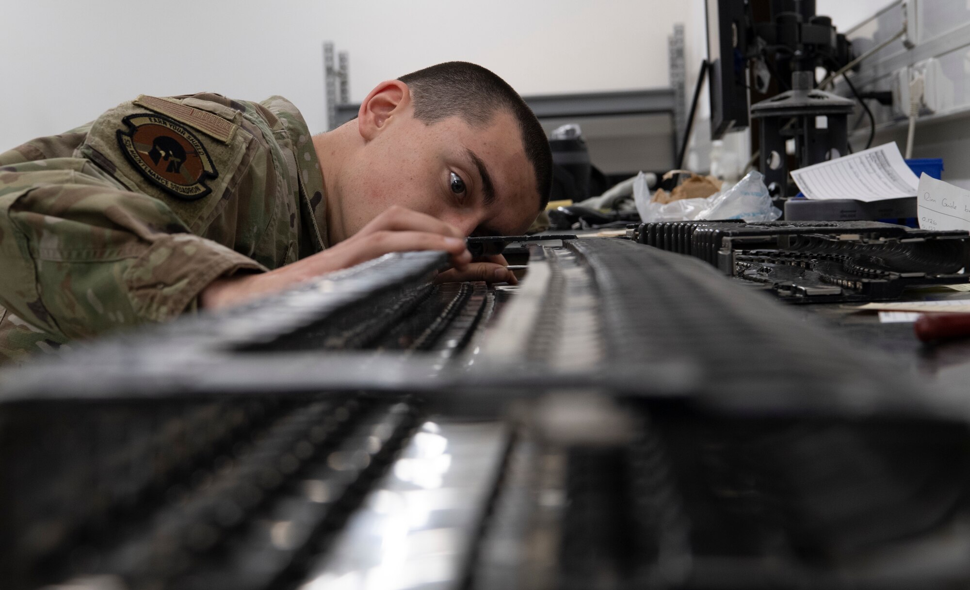 The drums are installed into the 20 mm gun systems which are then installed into F-16 Fighting Falcons