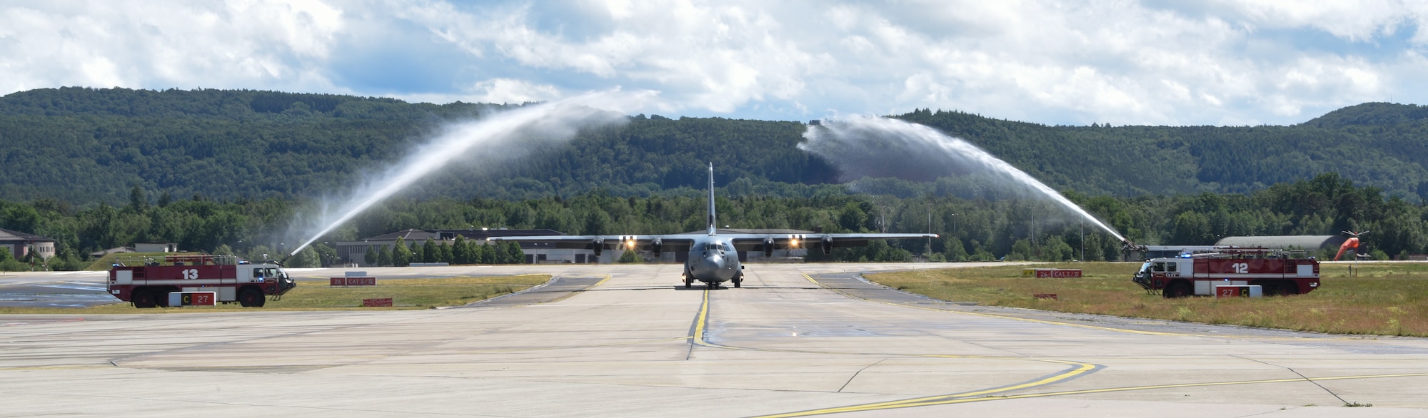 A photo of an aircraft taxing.