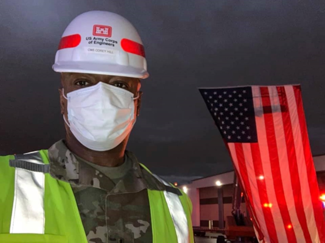 Chief Warrant Officer 5 Corey K. Hill, an associate technical director with the U.S. Army Engineer Research and Development Center’s Construction Engineering Research Laboratory, served as project integrator and planner for the McCormick Place Alternate Care Facility project in Chicago, Ill., during the U.S. Army Corps of Engineers’ fight against COVID-19.