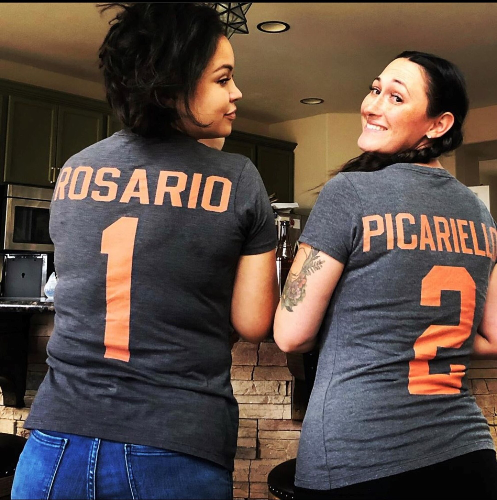 Master Sgt. Jessica Rosario (left), Air Force Material Command commander senior enlisted aide, and Tech. Sgt. Erica Picariello (right), 21st Space Wing Public Affairs noncomissioned officer in-charge of command information, pose together in an undated photo. Rosario and Picariello have been best friends since 2013 and recently wrote letters to each other in honor of National Best Friend Day 2020. (Courtesy Photo)