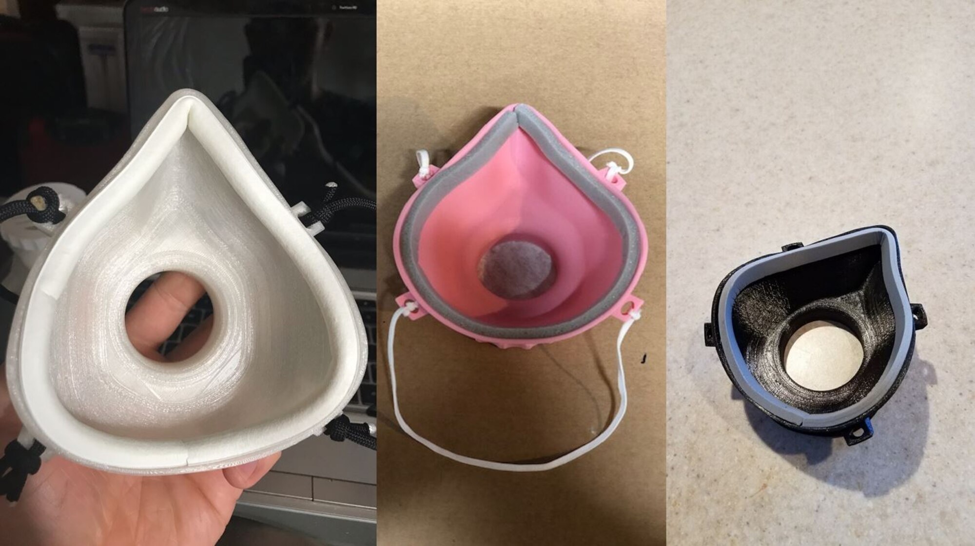 Four members of the 140th Maintenance Group, 140th Wing, Colorado Air National Guard, at Buckley Air Force Base, Aurora, Colorado, develop a process to create Montana Masks to support the demand for personal protective equipment for fellow members who are supporting the community during the COVID-19 pandemic response. (Courtesy Photo)