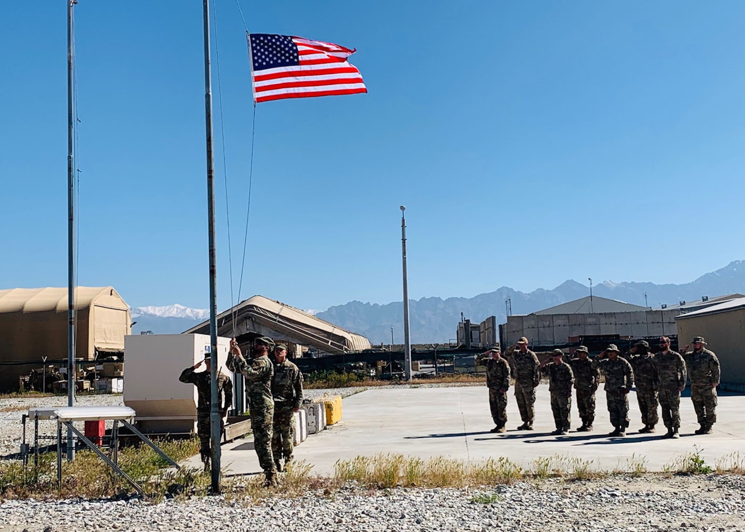 Members of the DLA Disposition Services team in Afghanistan take a moment to observe Memorial Day and remember fallen employee Krissie Davis killed during her 2015 deployment there.