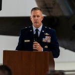 Brig. Gen. Richard Neely, the adjutant general, Illinois National Guard, speaking during the Fallen Heroes Ceremony at the Kankakee Army Aviation Support Facility, Kankakee, Illinois, Nov. 3, 2019.