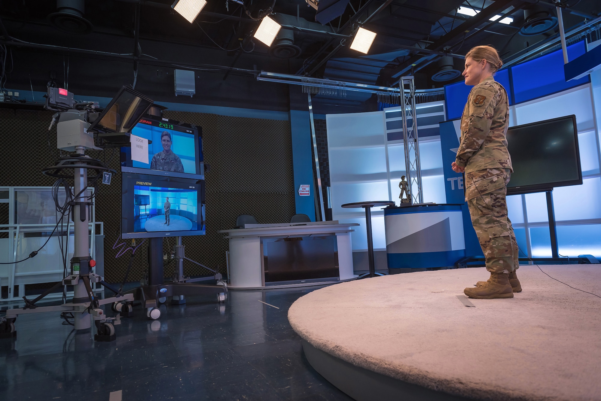 Instructing from the TV studio