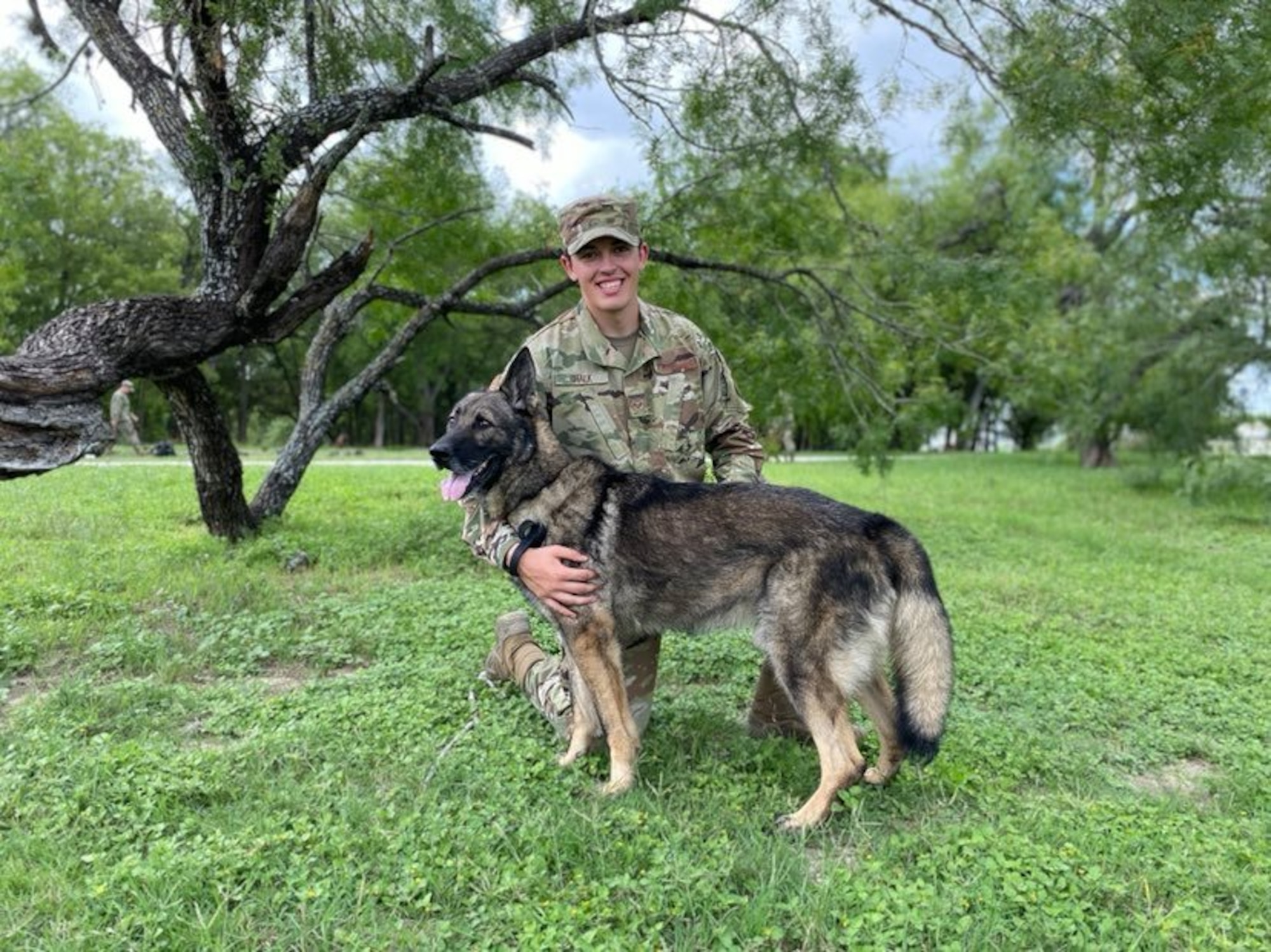 Military Working Dog handler training students from the Army, Air Force, Marine Corps and Navy lead a virtual K-9 demonstration for the Fair Oaks Rotary Club, June 3 2020 at Joint Base San Antonio-Lackland, Texas.