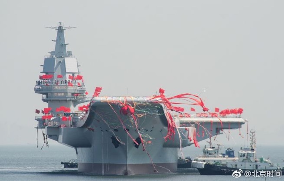 The Type 001A aircraft carrier, launched on April 26, 2017 in Dalian, China, is an improved variant of the Soviet designed Kuznetsov class.