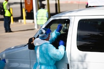 The Utah National Guard’s Mobile Testing Team administered nasopharyngeal swabs, testing Soldiers and Airmen for COVID-19 who had responded to civil unrest in Salt Lake City, June 7, 2020.