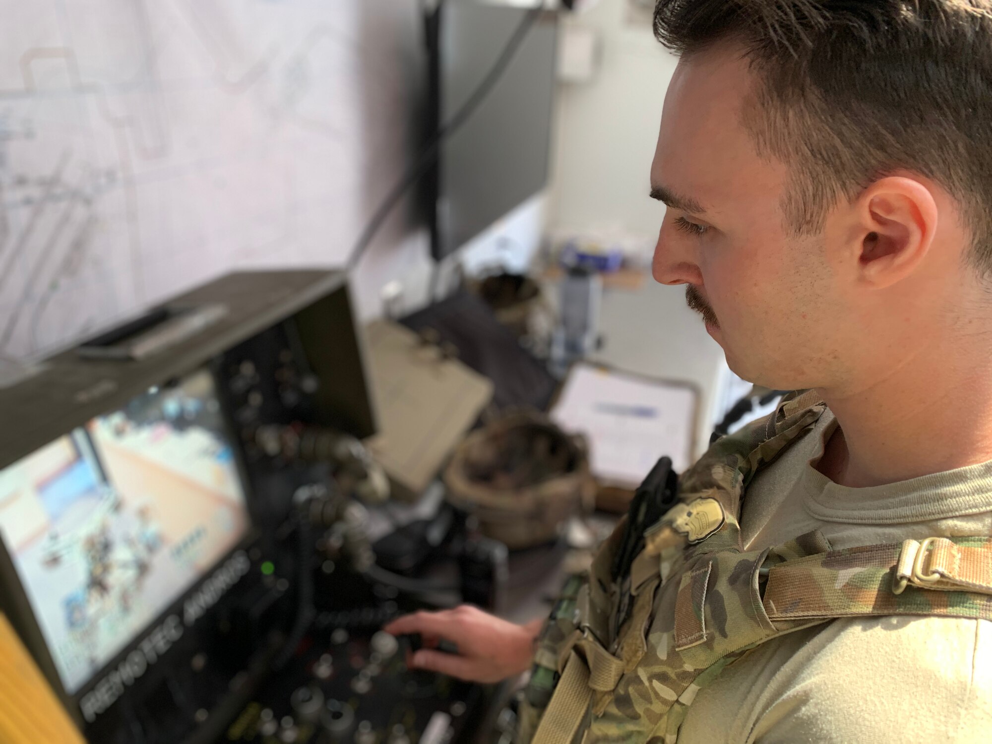 Senior Airman Michael McKnight, 926th Explosive Ordnance Disposal technician, trains in a stateside or permissive improvised explosive device response exercise June 6, 2020 at Nellis Air Force Base, Nevada.