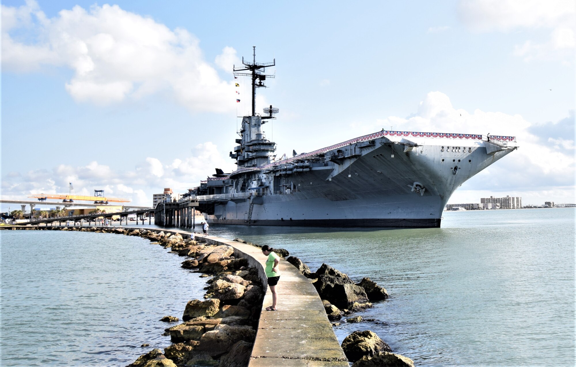 The USS Lexington Aircraft carrier seen docked during a tour to Corpus Christi. DLIELC offers over 200 tours a year to a wide variety of locations. (Feb 2020 by Spencer Berry)