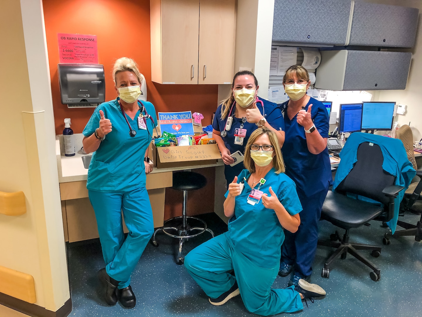 Nurses with a care package