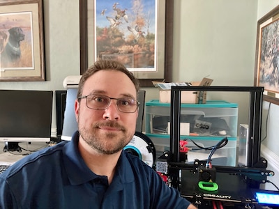 Code 105.7 RCTQS Instructor Aaron Bass saw an opportunity to help Sentara Norfolk General Hospital and used his personal 3-D printer to print substitute respirator and face shield mounts for the medical teams.