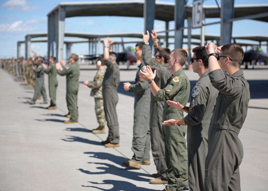 The 389th Fighter Squadron returned from deployment, May 31, 2020, at Mountain Home Air Force Base, Idaho. The deployment was extended by two months due to COVID-19 precautions, resulting in an eight month deployment. (U.S. Air Force photo by Senior Airman Tyrell Hall)