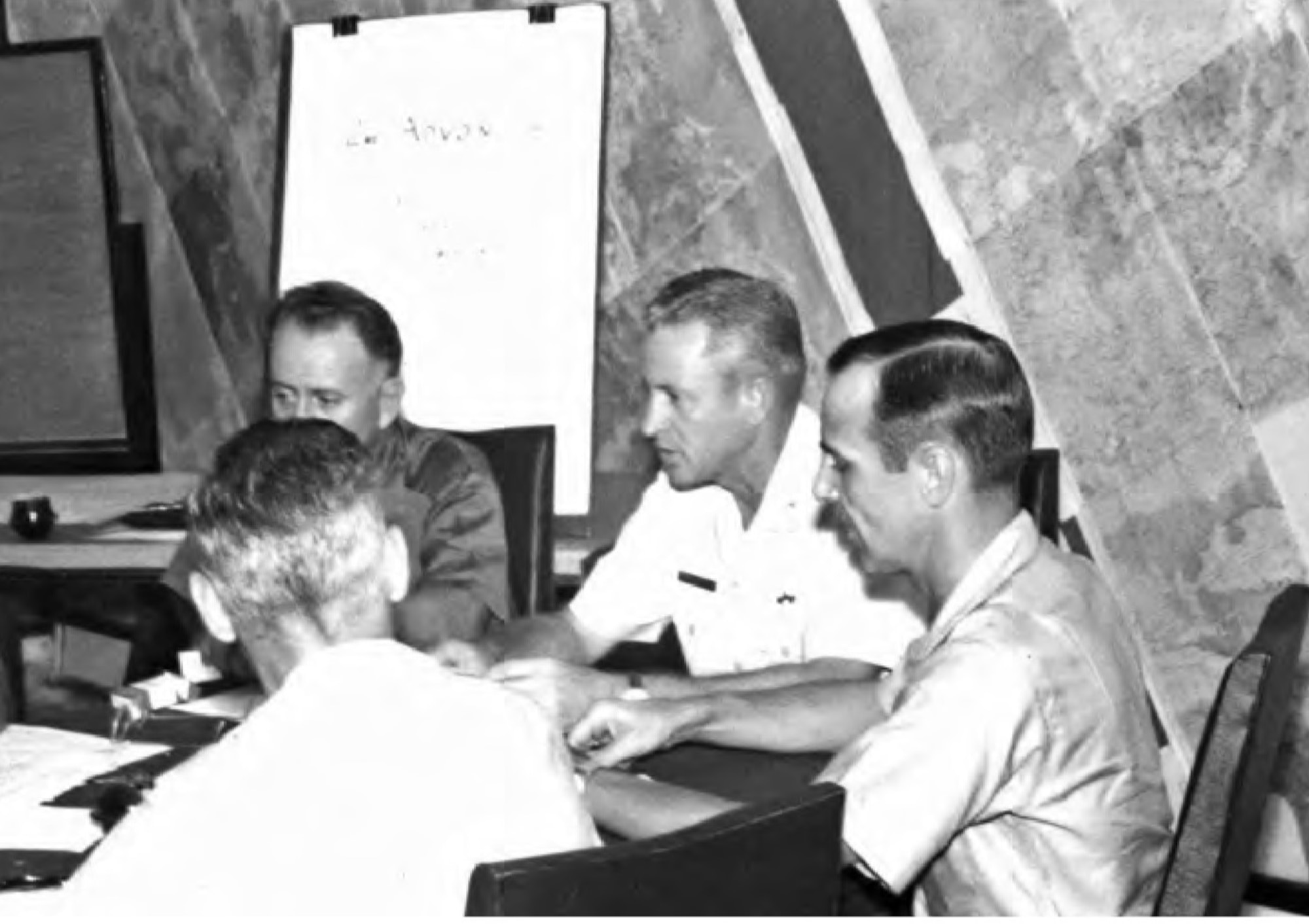 In November 1961, Brig. Gen. Rollen Anthis (center) is pictured with his initial staff at Tan Son Nhut Air Base, Vietnam. By 1973, OSI District 50 at Tan Son Nhut was inactivated and eventually all OSI activity ceased except for the destruction of remaining records and evacuation of personnel which was known as Operation Blackbird. (U.S. Air Force photo)