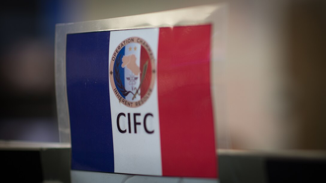 U.S. Air Force 2nd Lt. Kyle Hefner and French Naval Lt. j.g, Octave, targeeteers assigned to the Coalition Intelligence Fusion Cell, 609th Air Operations Center, U.S. Air Forces Central Command, Al Udeid Air Base, Qatar, collaborate daily to provide intelligence support. Targeeters are specially trained to analyze a target and develop solutions to support the commander’s objectives