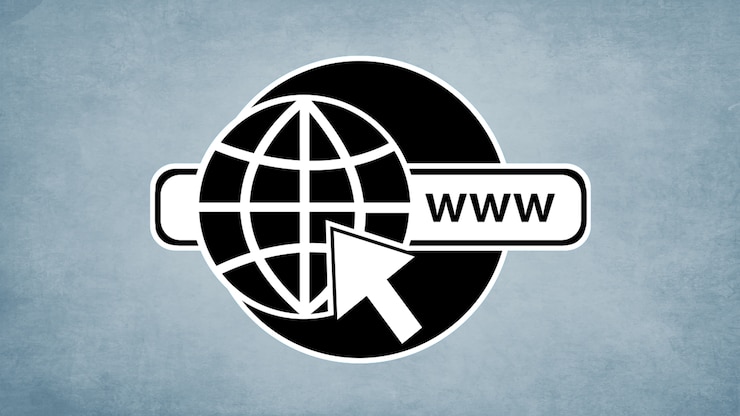 A simplified illustration of a globe accompanied by a mouse pointer and the letters "WWW"