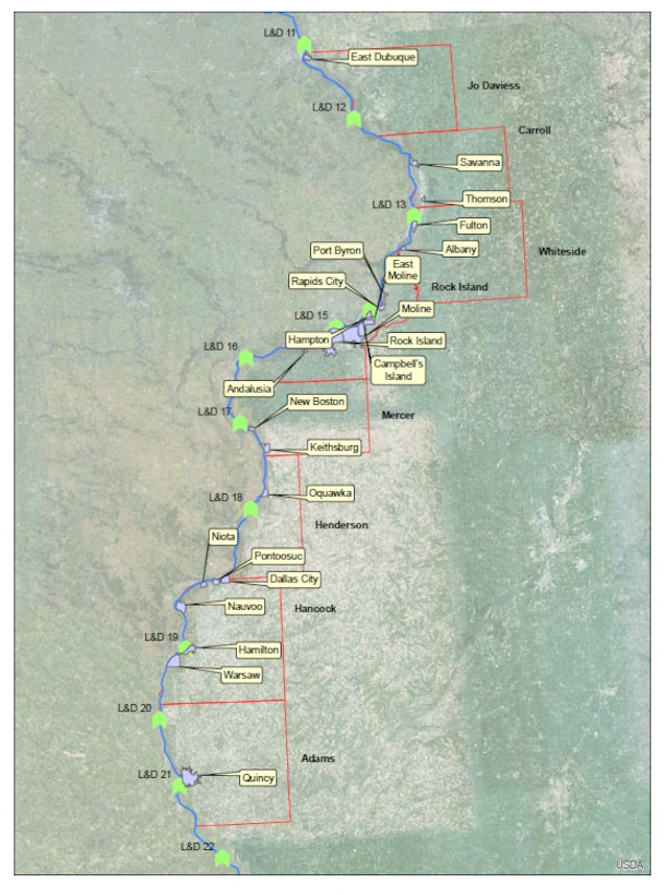 Upper Mississippi River - Illinois Flood Risk Assessment Area Map