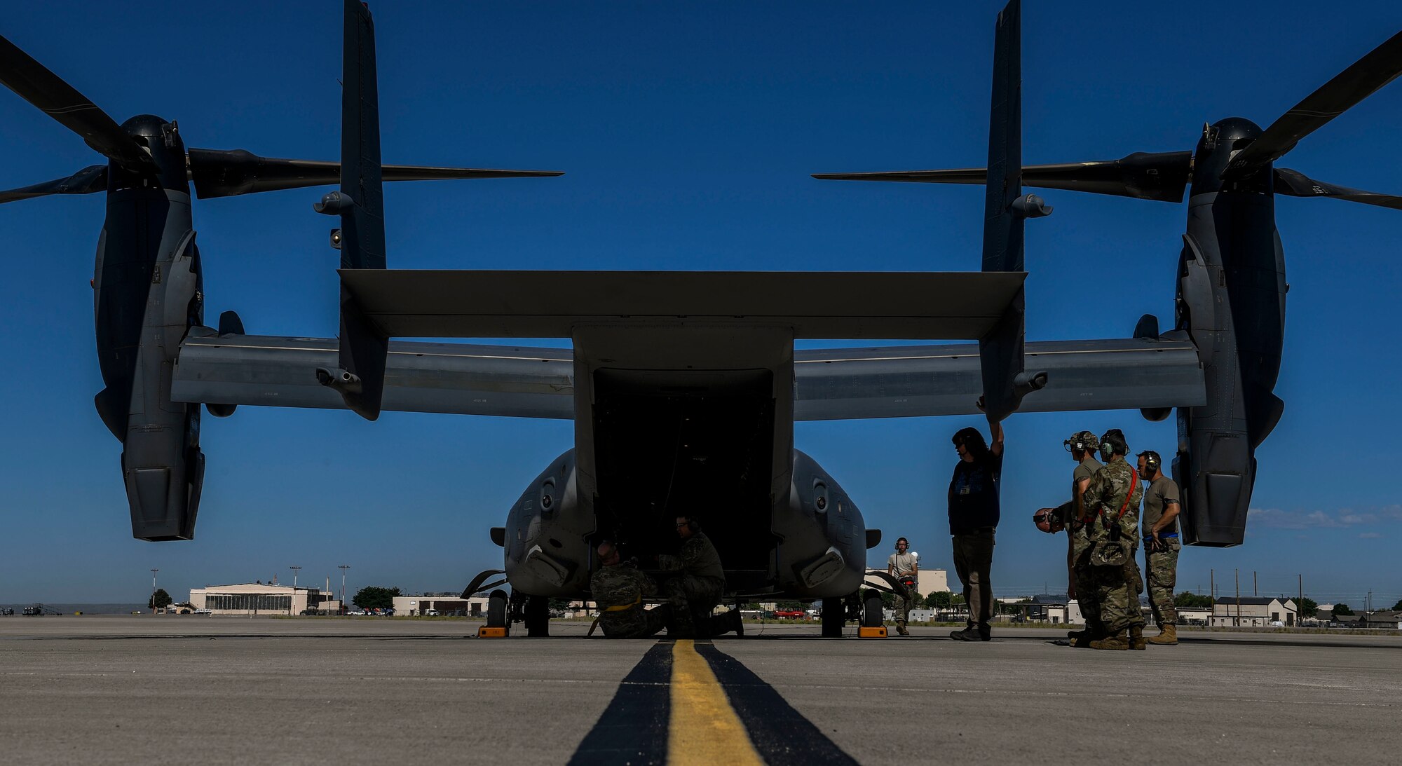 An Airman inspects an aircraft.