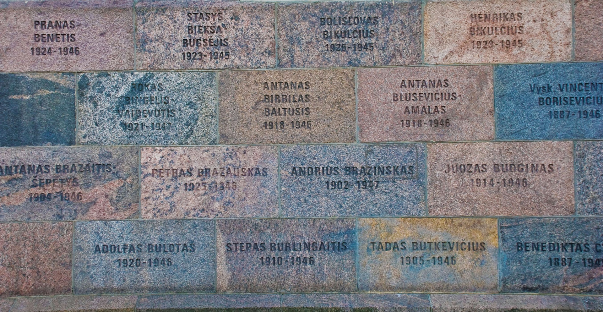 Wall of former KGB headquarters in Vilnius inscribed with names of those tortured and killed in its basement.
(Phillip Carter)