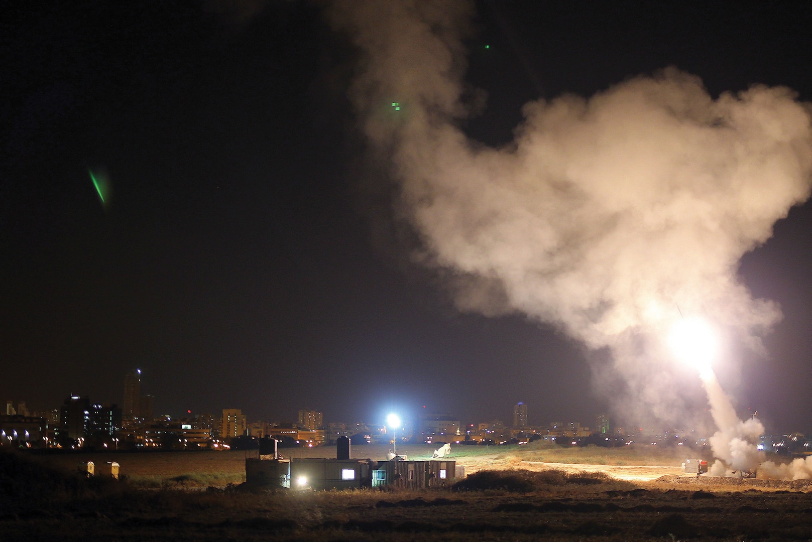 Iron Dome system intercepts Gaza rockets aimed at the city Ashdod. The Israel Defense Force has adopted methods and technologies to minimize the risk from strategic surprise. (Israel Defense Forces)