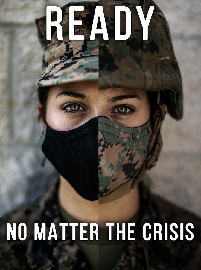 Navy Petty Officer 2nd Class Jenna Bentle, a hospital corpsman with Special Purpose Marine Air-Ground Task Force - Southern Command, is part of the task force’s medical team assisting in the prevention of COVID-19 at Camp Lejeune, North Carolina. The SPMAGTF-SC medical team ensured that the service members of the task force are screened for the appropriate symptoms and continue to follow virus prevention guidelines during training events. The task force trains to deploy to Latin America and the Caribbean to help with crisis response training and operations within the region. Bentle is a native of Green Bay, Wisconsin. (U.S. Marine Corps photo illustration by Sgt. Andy O. Martinez)