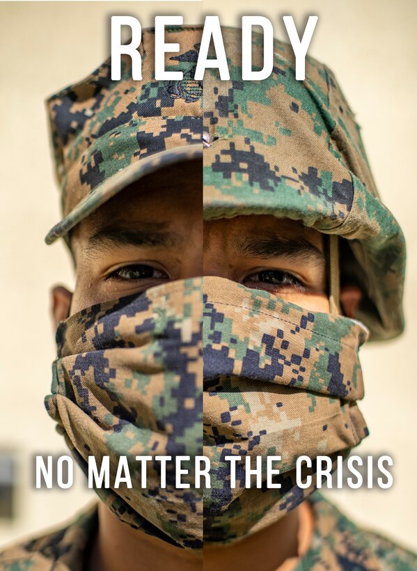 Sgt. Justin Cortez, a civil affairs specialist with Special Purpose Marine Air-Ground Task Force - Southern Command, wears a facemask in accordance with virus prevention at Camp Lejeune, North Carolina. Despite the COVID-19 pandemic, Marines and Sailors of SPMAGTF-SC take the necessary precautions to avoid a spread of the virus to continue training in order to certify themselves for their deployment in the U.S. Southern Command area of operations. The task force stands ready to deploy to Latin America and the Caribbean to conduct crisis response training and operations within the region. Cortez is a native of Miami, Florida. (U.S. Marine Corps photo illustration by Sgt. Andy O. Martinez)