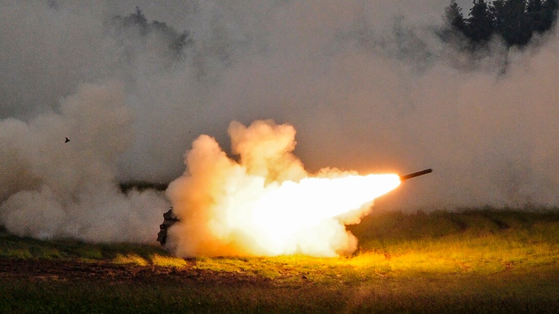 Multiple Launcher Rocket System, reduced range rocket, live fire in Grafenwöhr