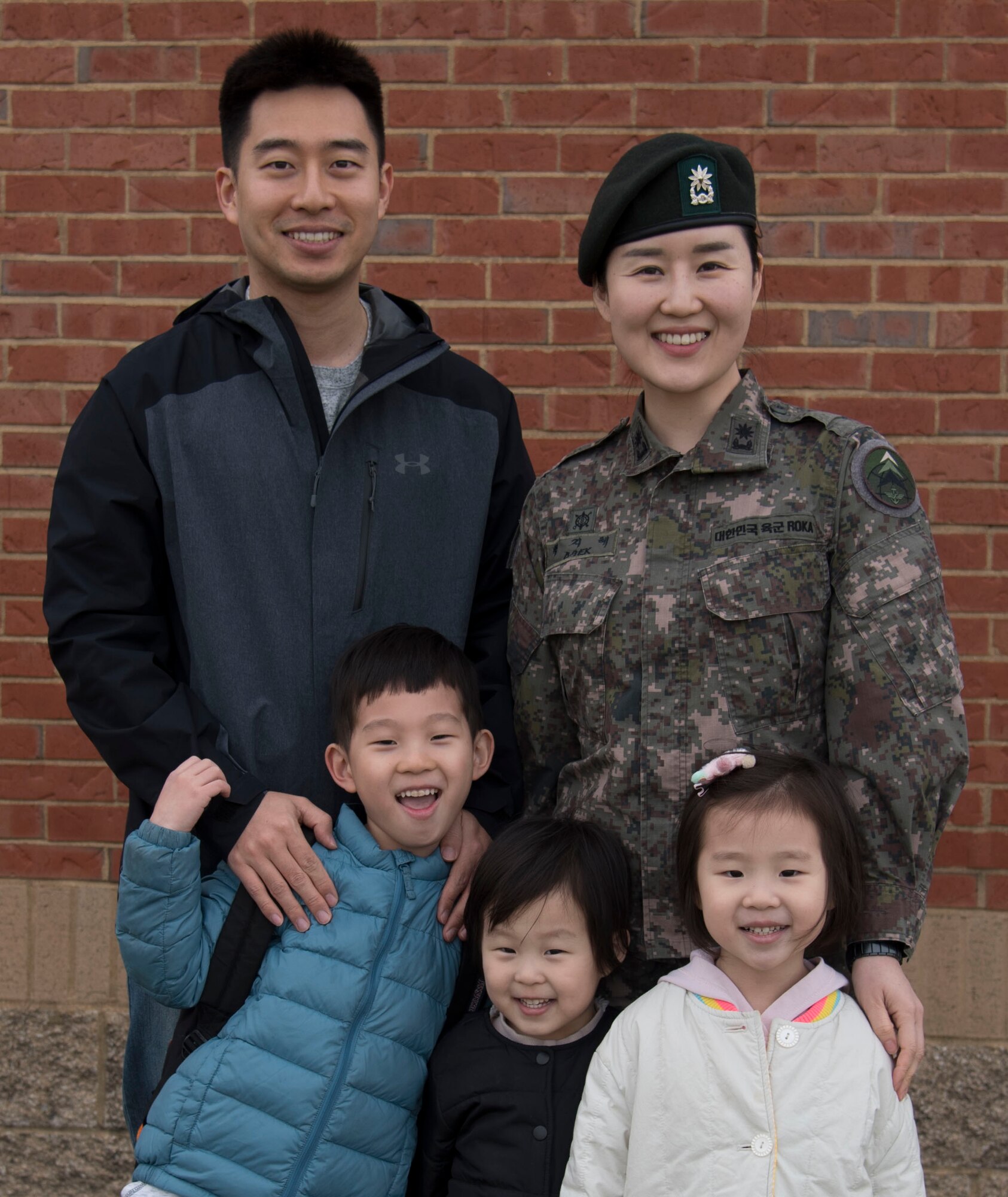 Maj. Paek with her family at Scott Air Force Base.