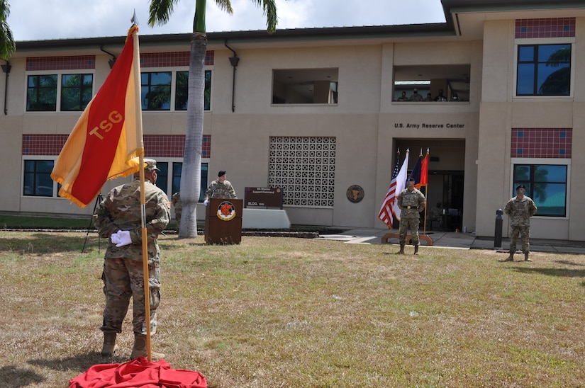 9th MSC Theater Support Group conducts Change of Command while