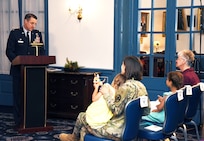 U.S. Air Force Col. Mike Zuhlsdorf, 11th Wing and Joint Base Anacostia-Bolling commander, provides comments during the 11th Wing activation and assumption-of-command ceremony on Joint Base Anacostia-Bolling, Washington D.C., June 12, 2020. Zuhlsdorf will be dual-hatted as the 11th Wing commander under an Air Force chain of command and the JBAB installation commander under a Navy chain of command. The 11th Wing -- The Chief’s Own was activated on the base in preparation for assuming host-wing responsibilities. The base will officially transfer from Navy to Air Force responsibility in October 2020. (U.S. Air Force photo by 1st Lt. Kali Gradishar)