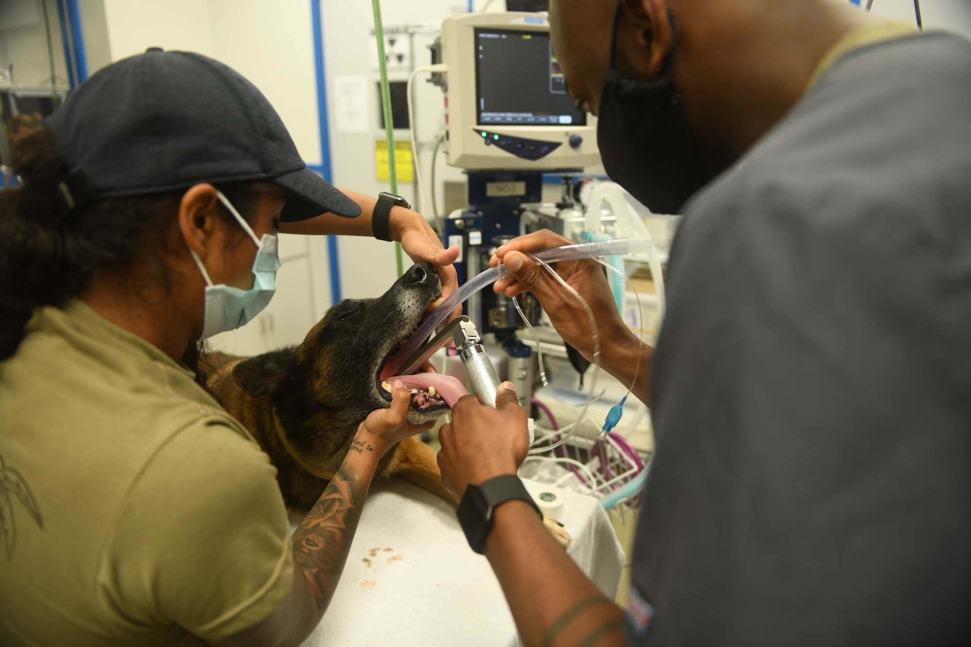 An intubation is performed.