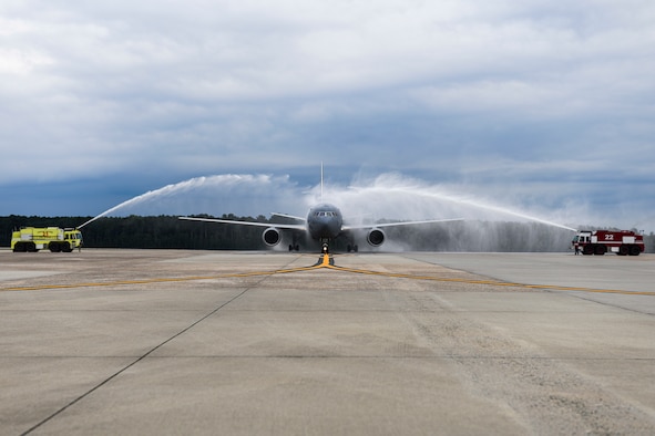 The first KC-46A Pegasus lands at Seymour Johnson Air Force