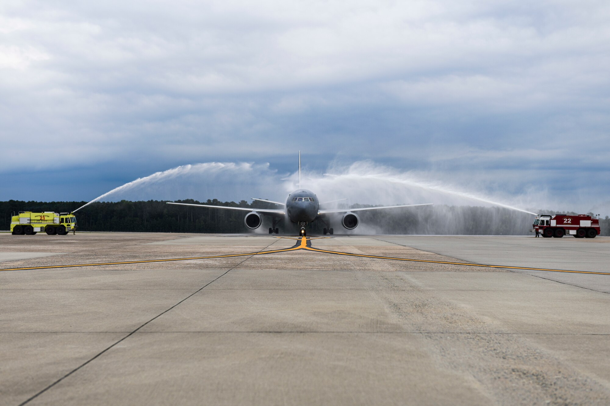 The first KC-46A Pegasus lands at Seymour Johnson Air Force