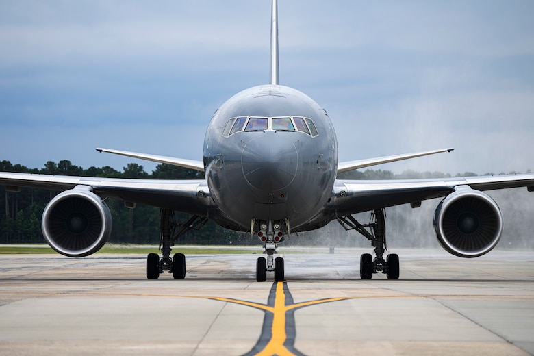 The first KC-46A Pegasus lands at Seymour Johnson Air Force