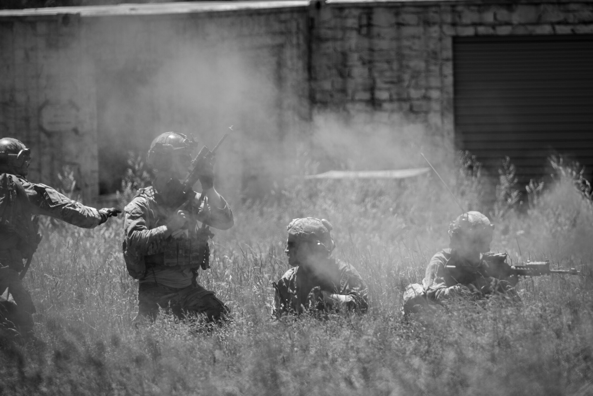 Joint Terminal Attack Controllers from the 148th Air Support Operations Squadron, Pennsylvania Air National Guard, rally at a simulated landing zone, June 13, 2020, in Annville, Pennsylvania.