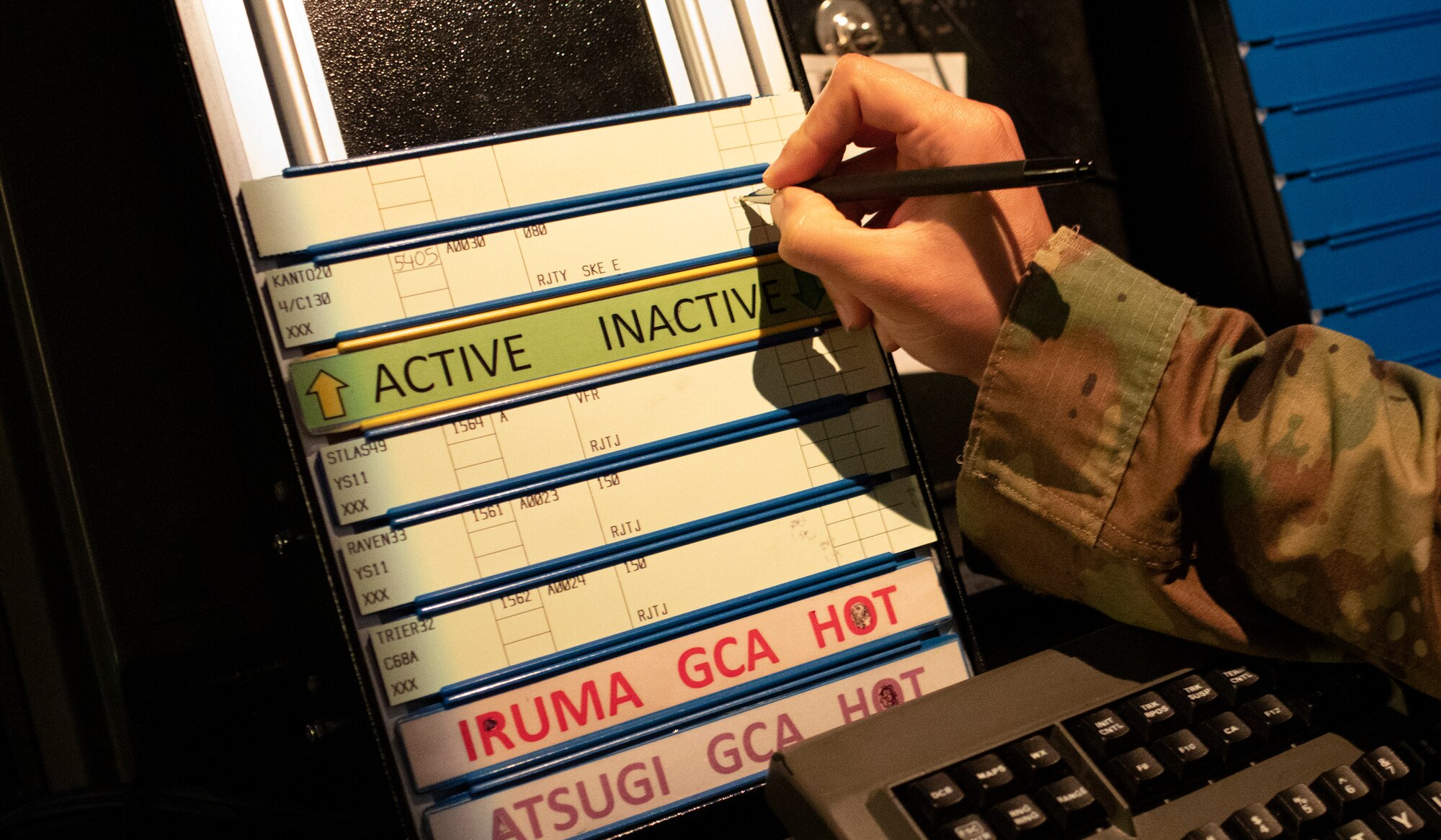 An Airman with the 374th Operations Support Squadron radar approach control air traffic control