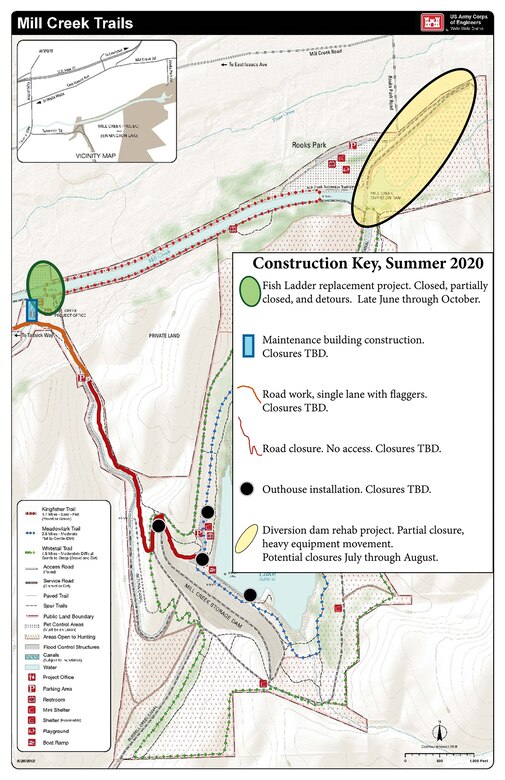 Mill Creek Construction Map, Summer 2020
